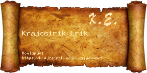 Krajcsirik Erik névjegykártya